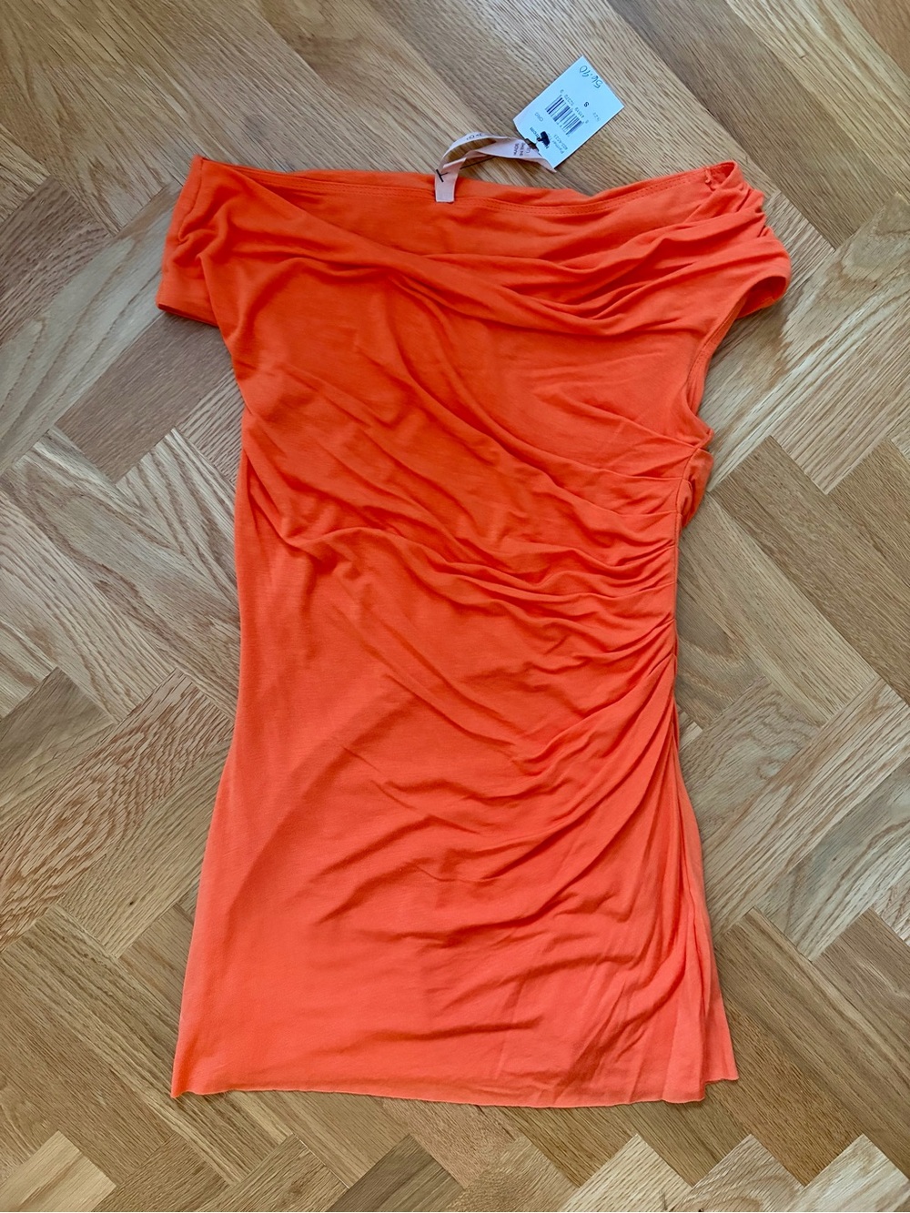 Bailey 44 Women's Off-Shoulder Ruched Tangerine Orange Tunic